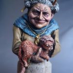 Margery the Crone by Anjuli/GeekGirlBook Worm painted using the Alpha range and Water+, Model from BadQuiddoGames, Sculpted by Przemysław Szymczyk
