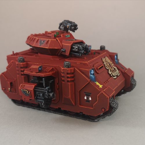 By Paul Cooke (Pandaemonium Minis) - Blood Angels Baal Pattern Predator

Used - Dark Red, Pure Warm Red, Pure Yellow, Pure Black, Pure White, Water+