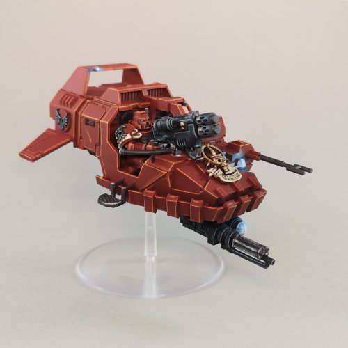 By Paul Cooke (Pandaemonium Minis) - Blood Angels Baal Pattern Landspeeder

Used - Dark Red, Pure Warm Red, Pure Yellow, Pure Black, Pure White, Water+